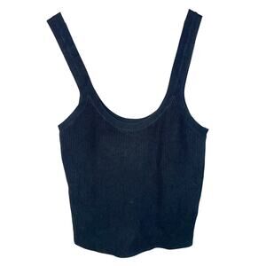 Abercrombie & Fitch Black Ribbed Knit Scoop Neck Stretch Tank Top Womens Size L